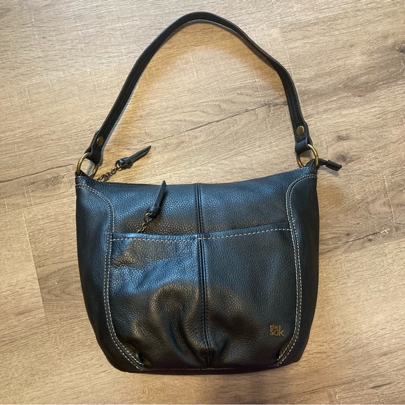 The Sak Bags The Sak Black Leather Crossbody Hobo Bag Outer Pocket